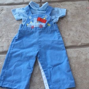 Vintage Boys Suspenders and shirt